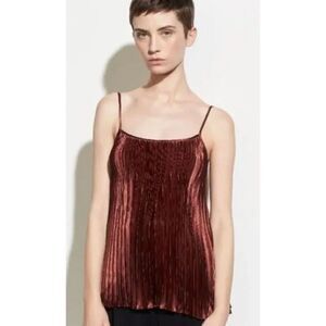 Vince Women's Chevron Pleated Tank Top Anise Red Size S‎ Small  MSRP $265
